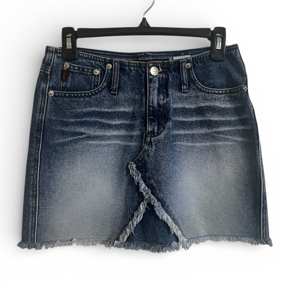 Mudd Dark Blue Denim Mini Skirt Y2K Size 3 Like New Faded Wash Vintage